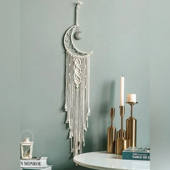 Hand Woven Boho Moon Dream Catcher - Picture 2 of 3